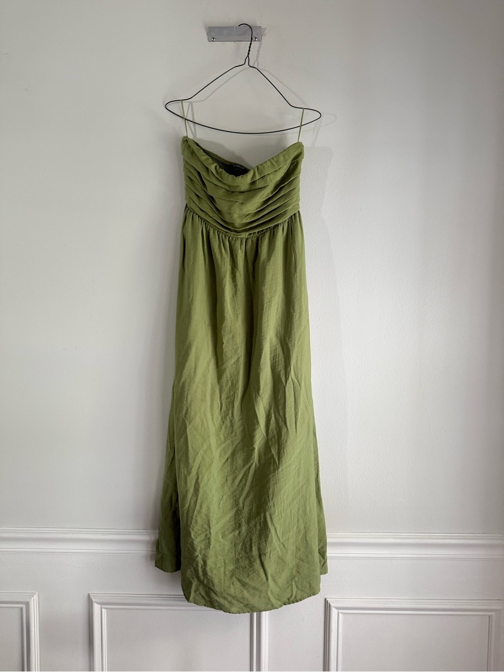 The Workshop Green Smocked Strapless Cottagecore Maxi Dress Size S